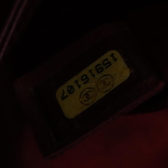 CHANEL Chain Tote Bag Patent leather Blue Silver CC Auth 128767