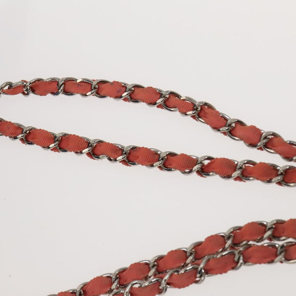 CHANEL Chain Tote Bag Patent leather Blue Silver CC Auth 128767