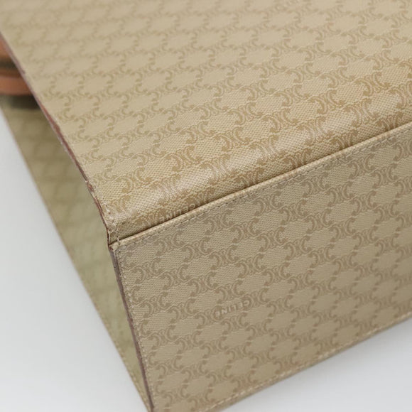 CELINE Macadam Canvas Tote Bag PVC Beige Gold Auth 128779