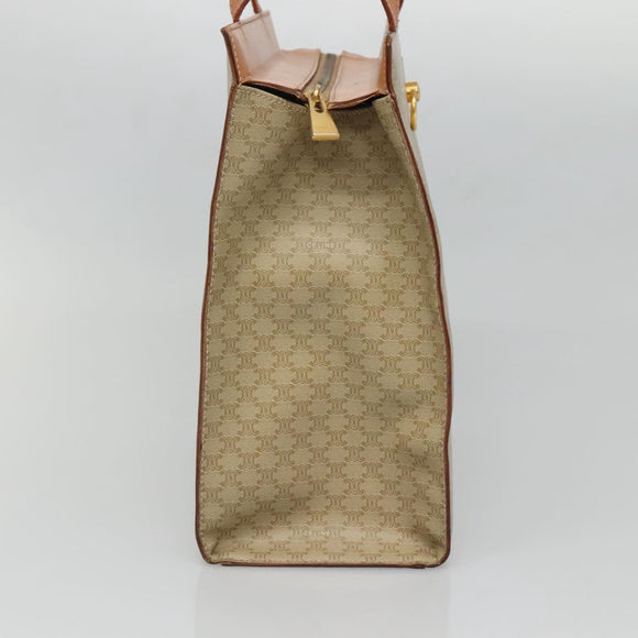 CELINE Macadam Canvas Tote Bag PVC Beige Gold Auth 128779