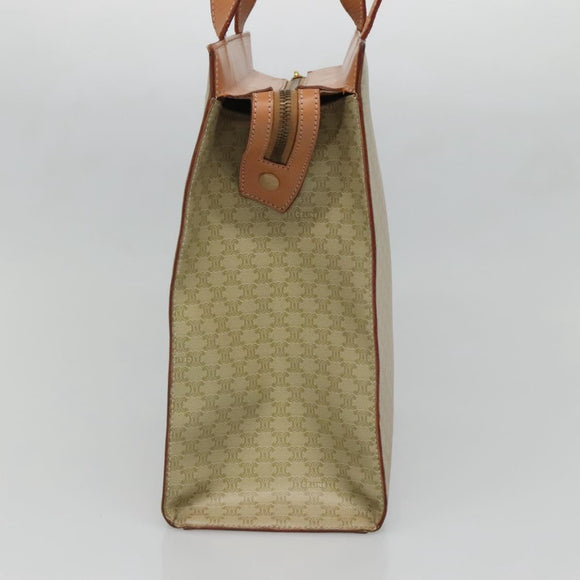 CELINE Macadam Canvas Tote Bag PVC Beige Gold Auth 128779