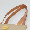 CELINE Macadam Canvas Tote Bag PVC Beige Gold Auth 128779-14