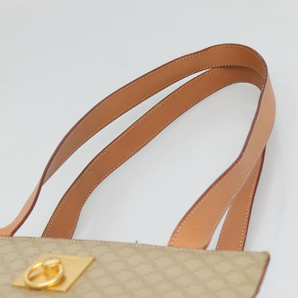 CELINE Macadam Canvas Tote Bag PVC Beige Gold Auth 128779