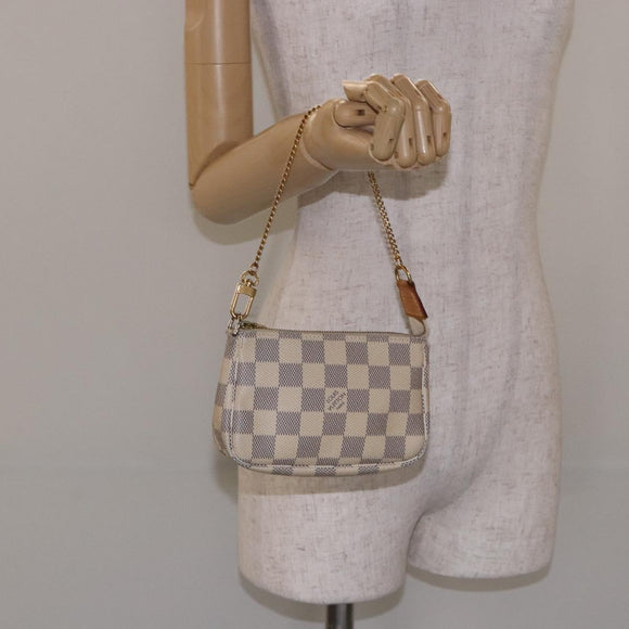 LOUIS VUITTON Damier Azur Mini Pochette Accessoires Pouch N63005 Auth 128801