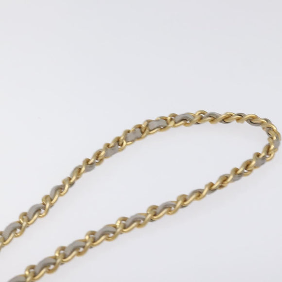 CHANEL Matelasse Chain Wallet Shoulder Bag Lamb Skin Gray Gold CC Auth 128807SAM