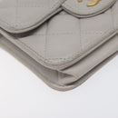 CHANEL Matelasse Chain Wallet Shoulder Bag Lamb Skin Gray Gold CC Auth 128807M-15