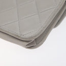 CHANEL Matelasse Chain Wallet Shoulder Bag Lamb Skin Gray Gold CC Auth 128807M-16