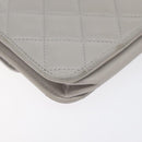 CHANEL Matelasse Chain Wallet Shoulder Bag Lamb Skin Gray Gold CC Auth 128807M-17