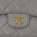 CHANEL Matelasse Chain Wallet Shoulder Bag Lamb Skin Gray Gold CC Auth 128807M-18