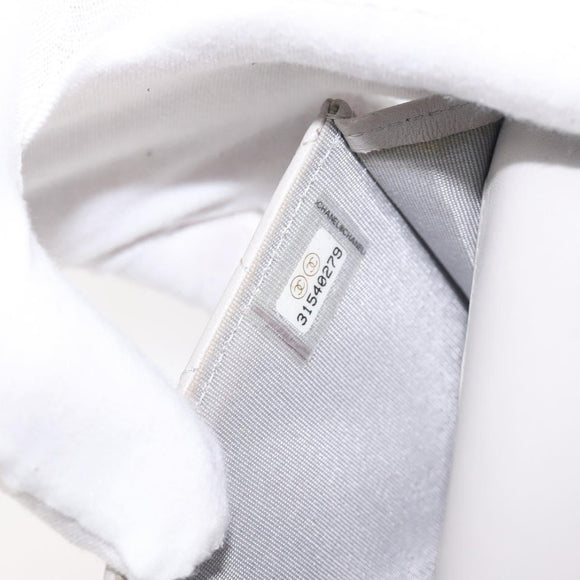 CHANEL Matelasse Chain Wallet Shoulder Bag Lamb Skin Gray Gold CC Auth 128807M