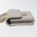 CHANEL Matelasse Chain Wallet Shoulder Bag Lamb Skin Gray Gold CC Auth 128807M-4