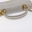CHANEL Matelasse Chain Wallet Shoulder Bag Lamb Skin Gray Gold CC Auth 128807M-7
