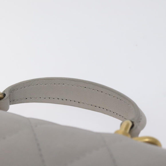 CHANEL Matelasse Chain Wallet Shoulder Bag Lamb Skin Gray Gold CC Auth 128807SAM