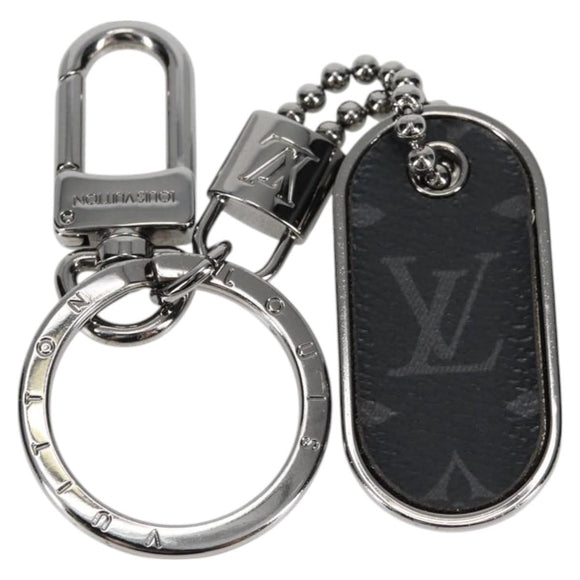 LOUIS VUITTON Eclipse Porte Cles Tab Schlüsselanhänger Metall Silber M63618 Auth 128810M