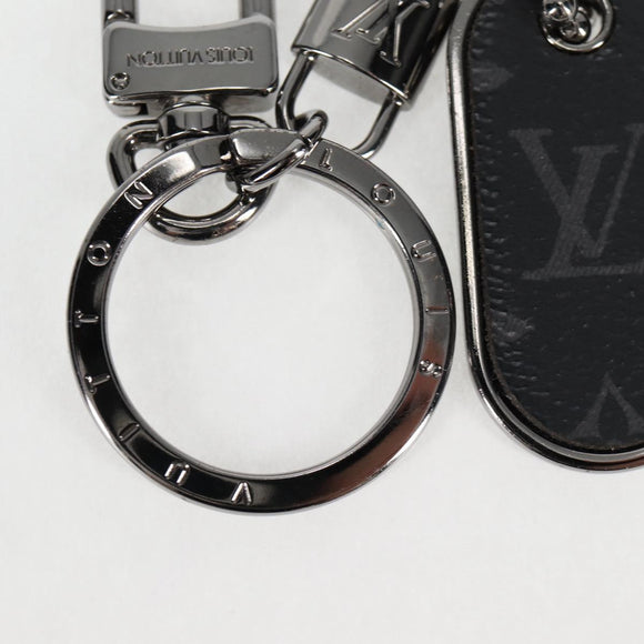 LOUIS VUITTON Eclipse Porte Cles Tab Schlüsselanhänger Metall Silber M63618 Auth 128810M