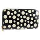 LOUIS VUITTON Vernis Yayoi Kusama Zippy Wallet White Black M91573 Auth 128837V-1