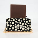 LOUIS VUITTON Vernis Yayoi Kusama Zippy Wallet White Black M91573 Auth 128837V-12