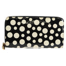 LOUIS VUITTON Vernis Yayoi Kusama Zippy Wallet White Black M91573 Auth 128837V-13