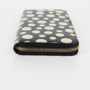 LOUIS VUITTON Vernis Yayoi Kusama Zippy Wallet White Black M91573 Auth 128837V-4