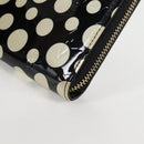 LOUIS VUITTON Vernis Yayoi Kusama Zippy Wallet White Black M91573 Auth 128837V-14