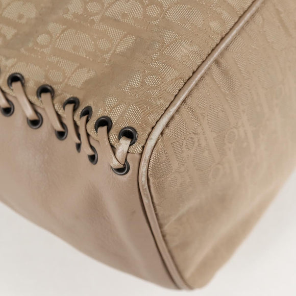 Christian Dior Trotter Canvas Hand Bag Beige Auth 128850V