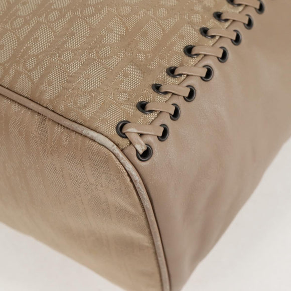 Christian Dior Trotter Canvas Hand Bag Beige Auth 128850V