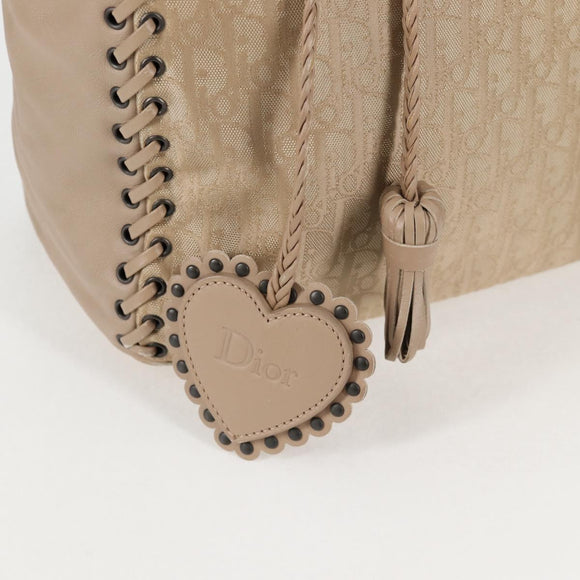Christian Dior Trotter Canvas Hand Bag Beige Auth 128850V
