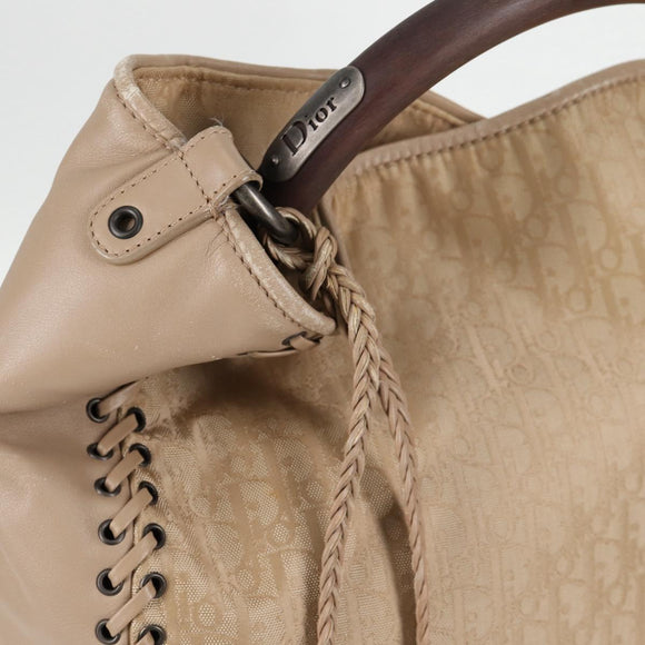 Christian Dior Trotter Canvas Hand Bag Beige Auth 128850V