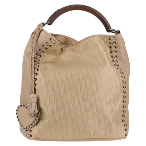 Christian Dior Trotter Canvas Hand Bag Beige Auth 128850V