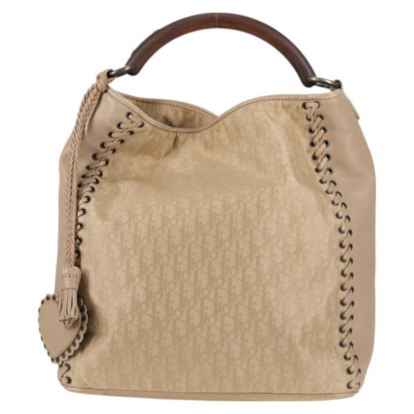 Christian Dior Trotter Canvas Hand Bag Beige Auth 128850V
