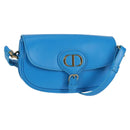 Christian Dior Bobby East West Shoulder Bag Leather Blue Gold Auth 128851M-1