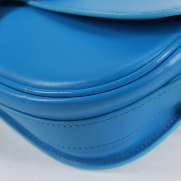 Christian Dior Bobby East West Shoulder Bag Leather Blue Gold Auth 128851M