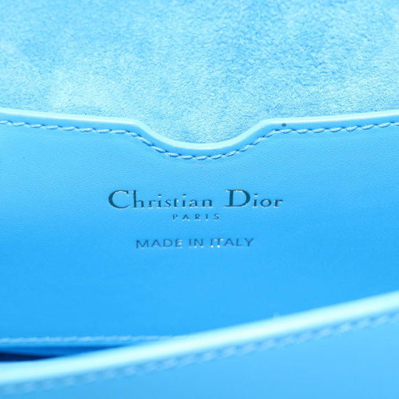 Christian Dior Bobby East West Shoulder Bag Leather Blue Gold Auth 128851M