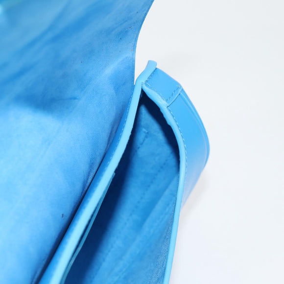 Christian Dior Bobby East West Shoulder Bag Leather Blue Gold Auth 128851M