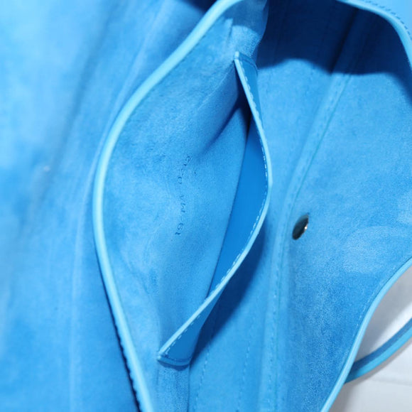 Christian Dior Bobby East West Shoulder Bag Leather Blue Gold Auth 128851M