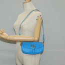 Christian Dior Bobby East West Shoulder Bag Leather Blue Gold Auth 128851M-23