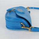 Christian Dior Bobby East West Shoulder Bag Leather Blue Gold Auth 128851M-4