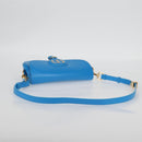 Christian Dior Bobby East West Shoulder Bag Leather Blue Gold Auth 128851M-7