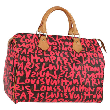 LOUIS VUITTON Monogram Graffiti Speedy 30 Hand Bag Pink M93704 LV Auth 128854V