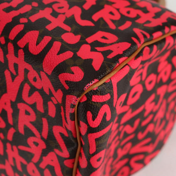 LOUIS VUITTON Monogram Graffiti Speedy 30 Hand Bag Pink M93704 LV Auth 128854SAV