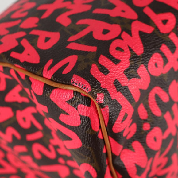 LOUIS VUITTON Monogram Graffiti Speedy 30 Hand Bag Pink M93704 LV Auth 128854SAV