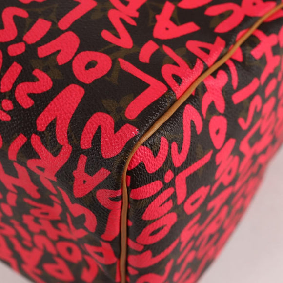 LOUIS VUITTON Monogram Graffiti Speedy 30 Hand Bag Pink M93704 LV Auth 128854V