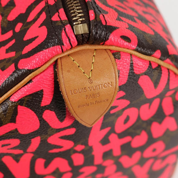 LOUIS VUITTON Monogram Graffiti Speedy 30 Hand Bag Pink M93704 LV Auth 128854SAV