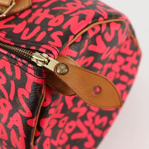 LOUIS VUITTON Monogram Graffiti Speedy 30 Hand Bag Pink M93704 LV Auth 128854V