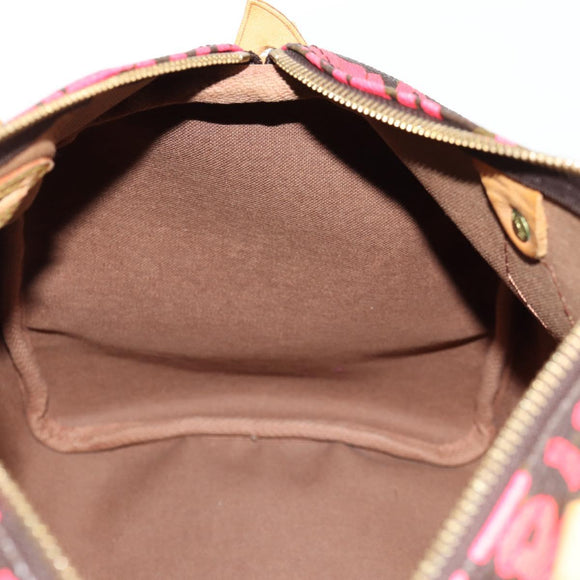 LOUIS VUITTON Monogram Graffiti Speedy 30 Hand Bag Pink M93704 LV Auth 128854SAV