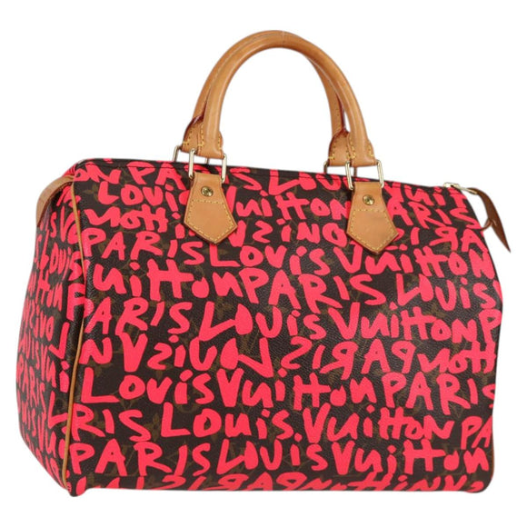LOUIS VUITTON Monogram Graffiti Speedy 30 Hand Bag Pink M93704 LV Auth 128854SAV
