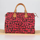 LOUIS VUITTON Monogram Graffiti Speedy 30 Hand Bag Pink M93704 LV Auth 128854V-12