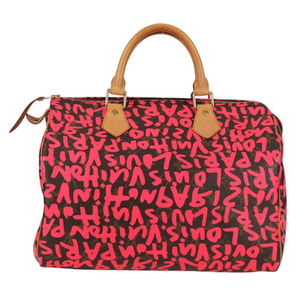 LOUIS VUITTON Monogram Graffiti Speedy 30 Hand Bag Pink M93704 LV Auth 128854SAV