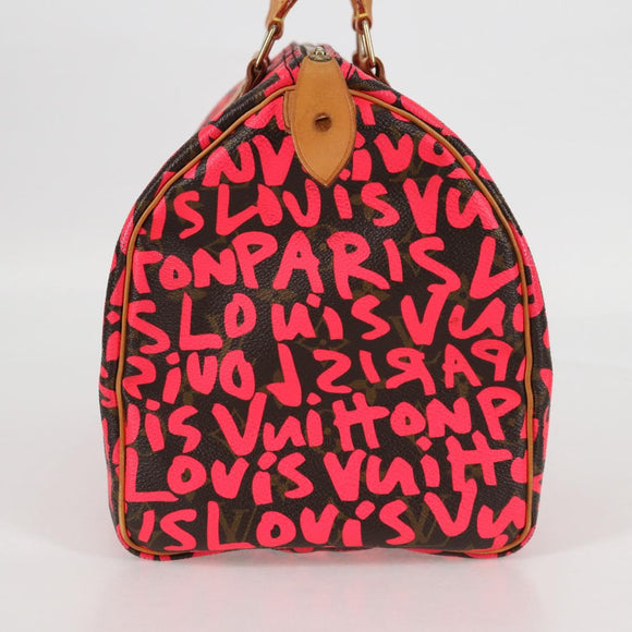 LOUIS VUITTON Monogram Graffiti Speedy 30 Hand Bag Pink M93704 LV Auth 128854SAV