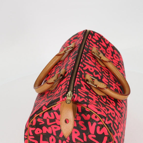 LOUIS VUITTON Monogram Graffiti Speedy 30 Hand Bag Pink M93704 LV Auth 128854SAV